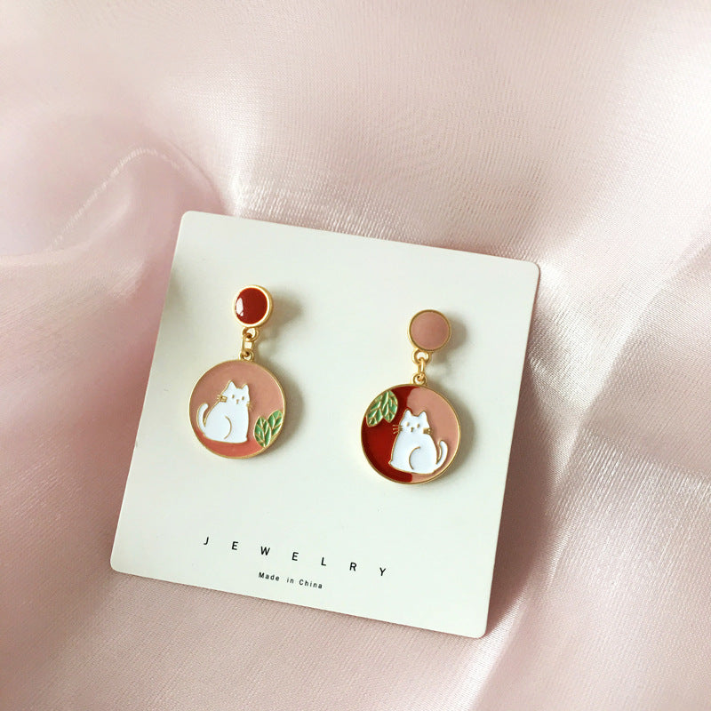 Quality Simple Round Oil Drop Earrings Girl